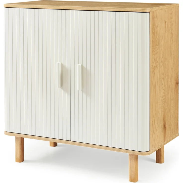 Sideboard Ferrersp mit 2 Türen 80x80x40 cm Eicheoptik/Sandfarben [en. casa] – Bild 4