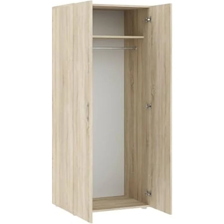 Dmora - Kleiderschrank 2 Türen Cork, Schlafzimmermöbel, Schrank, Garderobe, 74x52 h179 cm, Eiche – Bild 5