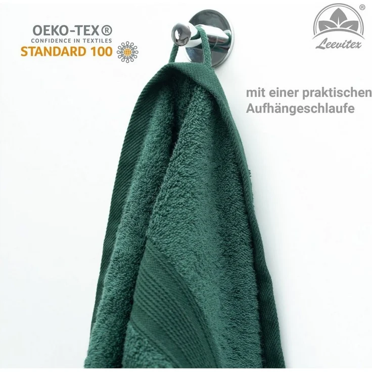 leevitex® Saunatuch, 80x200 cm, 100% Baumwolle, saugstark und fusselfrei, Frottee (1-St), OEKO-TEX® STANDARD 100 zertifiziert, gestreifte Bordüre – Bild 3