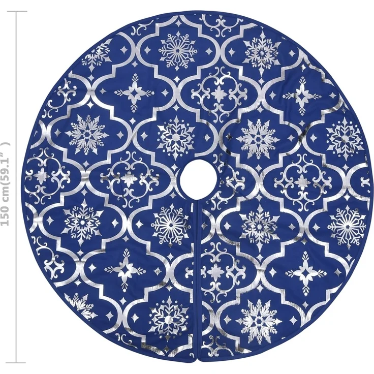 vidaXL Luxus-Weihnachtsbaumdecke mit Socke Blau 150 cm Stoff 330280 – Bild 7