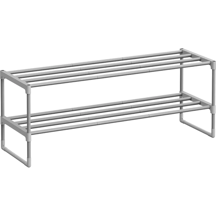 Songmics Schuhregal mit 2 Ebenen, Schuhständer aus Metall, Schuhaufbewahrung, Schuh-Organizer für 8-10 Paar Schuhe, stapelbar, für Flur, Wohnzimmer, Schlafzimmer, 30 x 92 x 34 cm, grau LSA012G01 – Bild 1