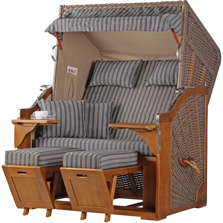 Strandkorb Komplettset - bene living - Schleswig Pinie - PE mokka - Modell 553 – Bild 1