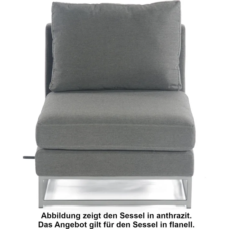 Sonnenpartner Lounge-Mittelmodul Unique Aluminium mit Kissen flanell Loungesessel Sunbrella