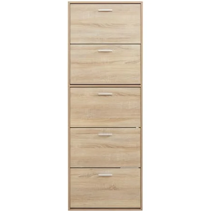 Schuhschrank Sykkylven 169x60x24 cm mit 5 Klappen Sonoma-Eiche [en. casa] – Bild 7