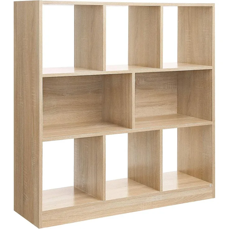 Vasagle Bücherregal, Regal, Würfelregal, Standregal, mit offenen Fächern, als Raumteiler, Holzspanplatte/MDF, eichefarben, 30 x 97,5 x 100 cm