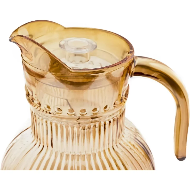 Ripple Karaffenset aus Glas – 1,8 Liter Karaffe mit 6 Gläsern Braun/Gold – Bild 4
