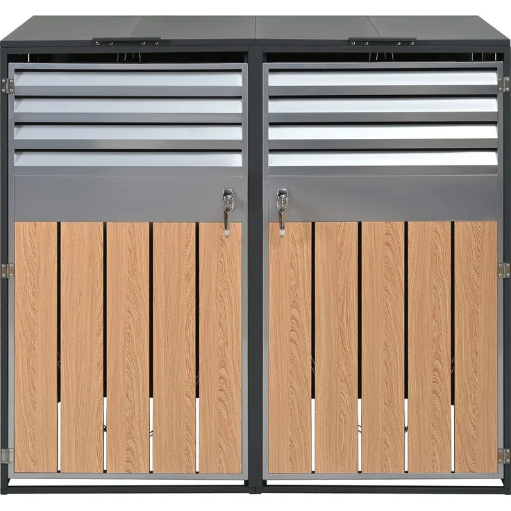 Mülltonnenbox, Mülltonnenverkleidung, 120L 240L, wetterfest, Container, Abfallbehälter, Tonnenhaus, Gartenbox, abschließbare Müllbox (2 Tonnen) – Bild 1