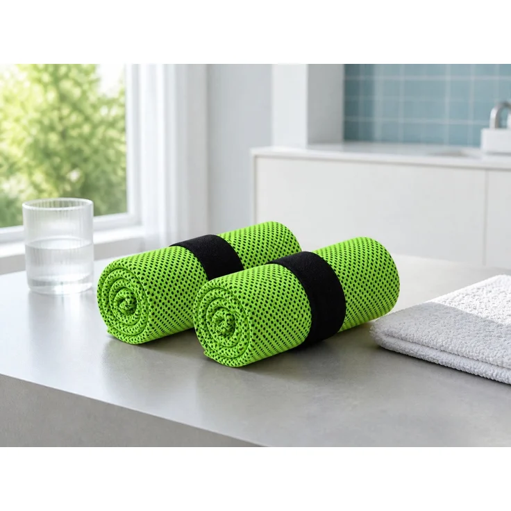 2er Set Kühlende Sporthandtücher schnelltrocknend Grün 100 x 30 cm – Bild 2
