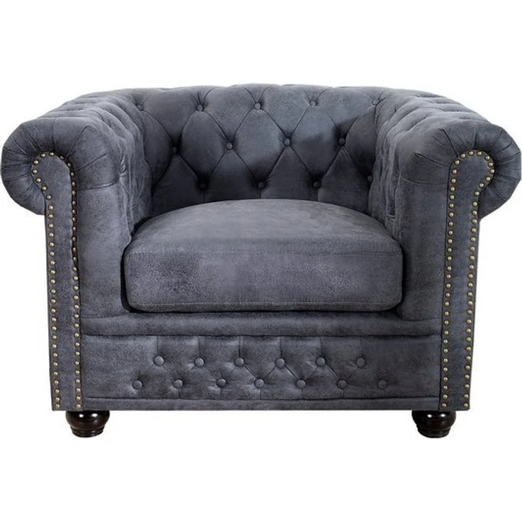 riess-ambiente Chesterfield-Sessel CHESTERFIELD 105cm antik grau (Einzelartikel, 1-St), Wohnzimmer · Microfaser · mit Armlehne · Federkern · Design – Bild 4