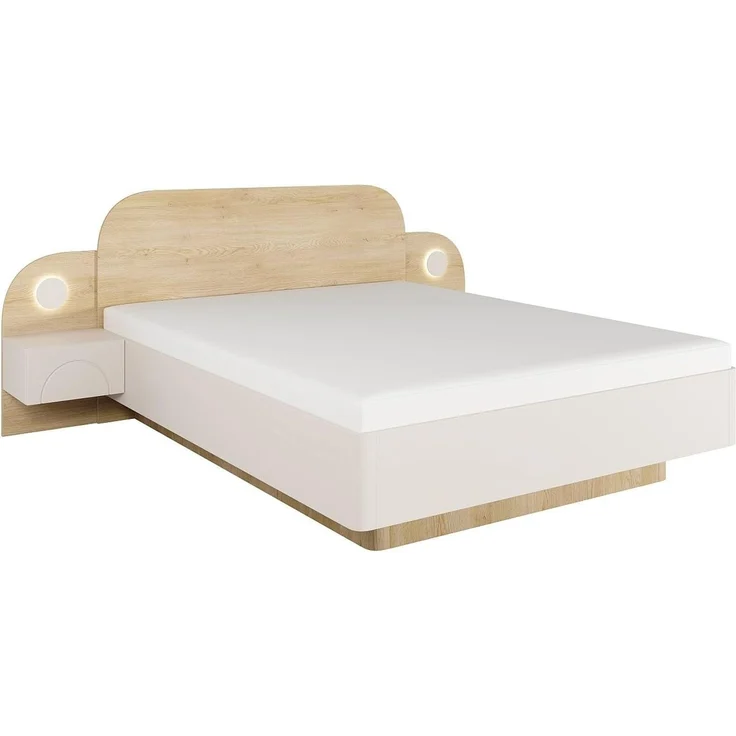Vente-unique - DARTAGNO Bett Holz, Platte Beige - B 210 cm x H 105,5 cm x L 243,6 cm – Bild 5