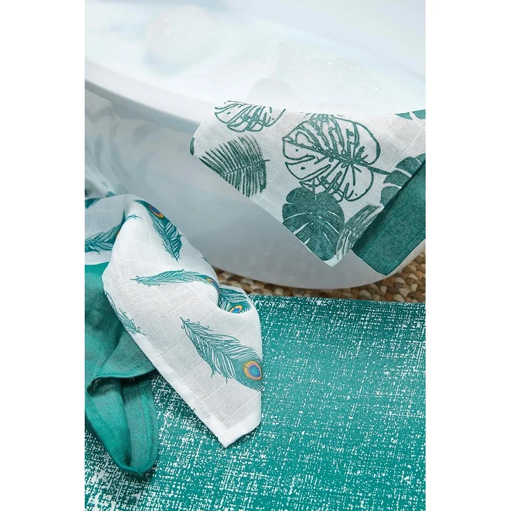 Meyco Baby Fine Lines Wickelauflagenbezug (weich und hautfreundlich, aus 100% Baumwolle, waschbar, einfache Pflege, trocknergeeignet, Größe: 50x70 cm), Smaragdgrün – Bild 4