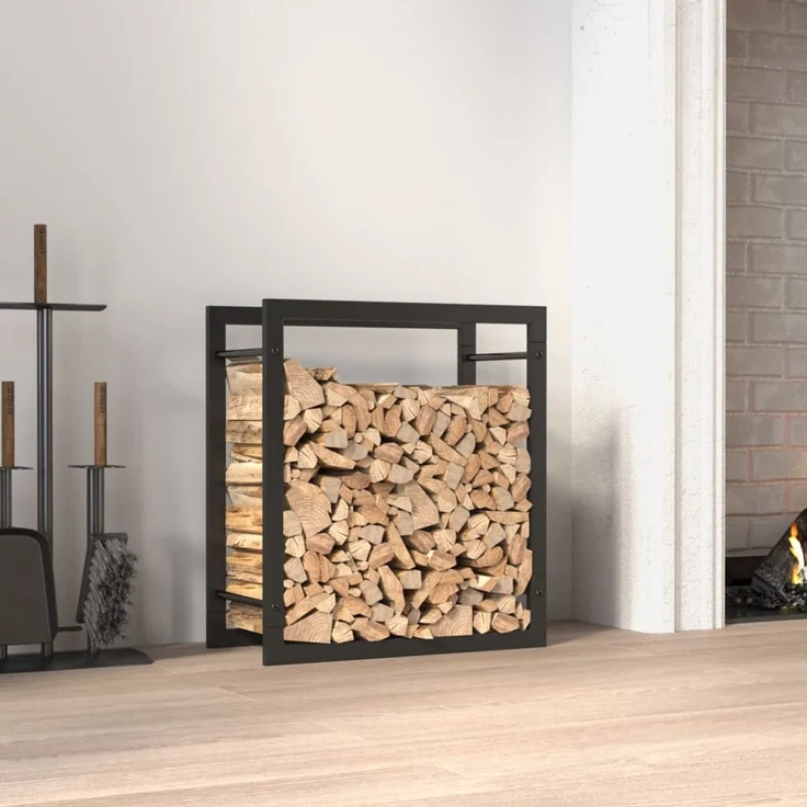 vidaXL Brennholzregal, Stahl schwarz matt, 56 x 28 x 50 cm – Bild 1