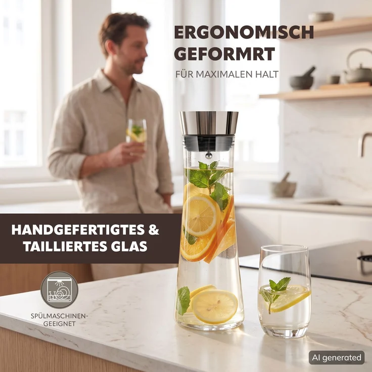 bremermann Luna Glaskaraffe mit Edelstahl-Deckel, 1 Liter – Bild 4