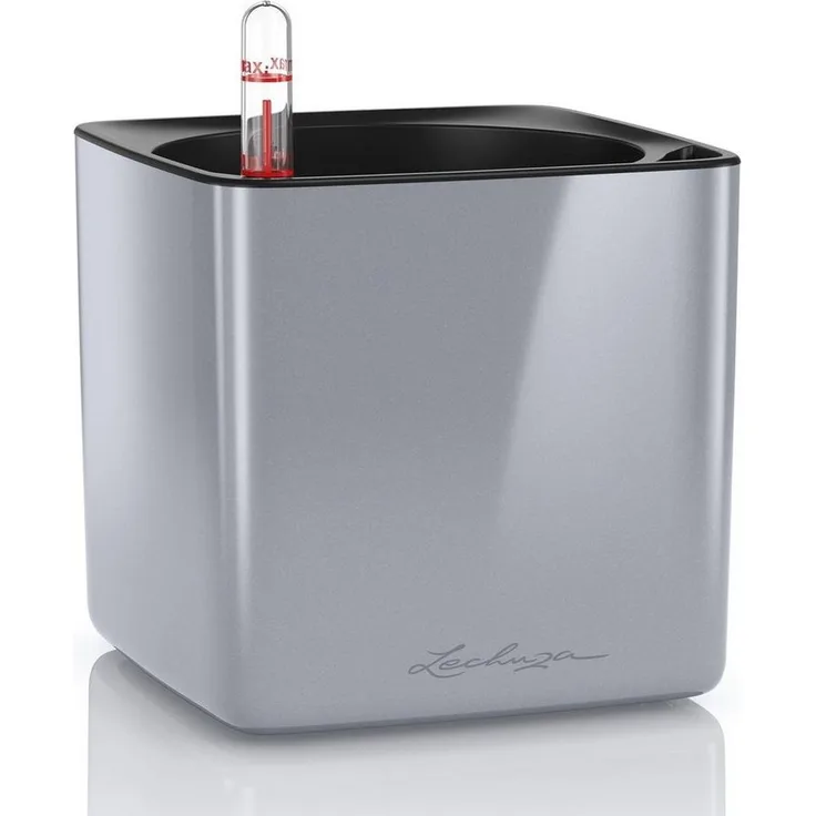 Lechuza® Kräutertopf Pflanztopf Cube Glossy 14 titanium dust