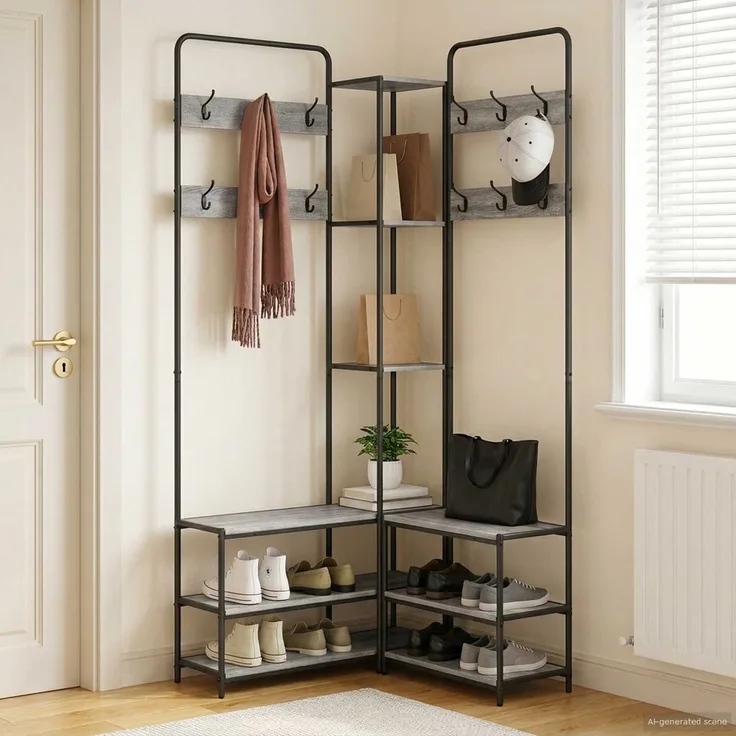 vidaXL Garderobenständer mit Schuhbank Sonoma-Grau 143 x 30 x 199,5 cm 8012047