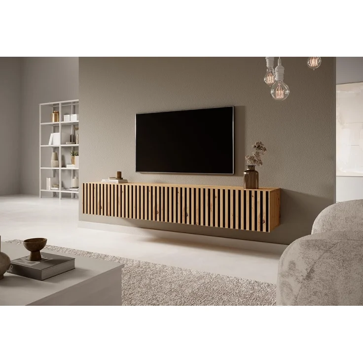 Selsey 'Telire' TV-Hängeboard, Eichenholz-Optik / Schwarz, ca. 30 x 175 x 32 cm – Bild 7