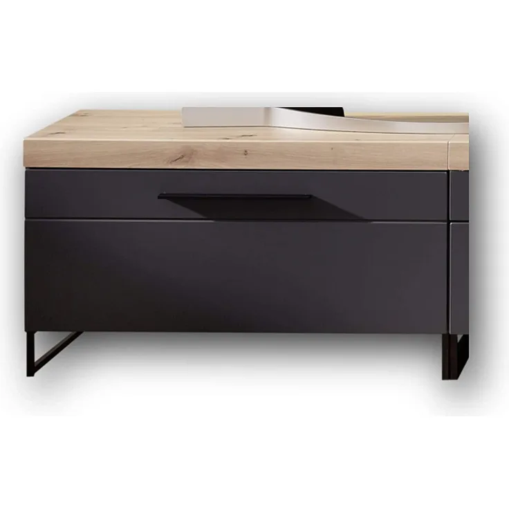 Stella Trading LOFT-TWO TV-Board (Unterteil) in Artisan-Eiche Optik, graphit - Hochwertiges Low-Board für Ihr Wohnzimmer - 96 x 55 x 44 cm (B/H/T)