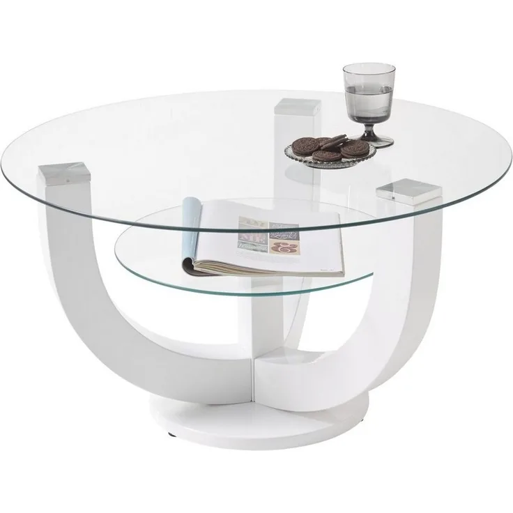 Couchtisch >Denver< (B/H/T: 80x40x80 cm) in weiß, Glas - 80x40x80 (BxHxT)