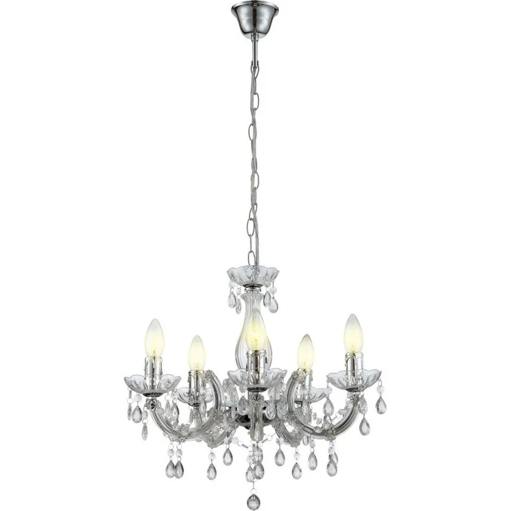 Kronleuchter, Lüster, Kristalle, klar, 5-flammig, H 128 cm – Bild 1