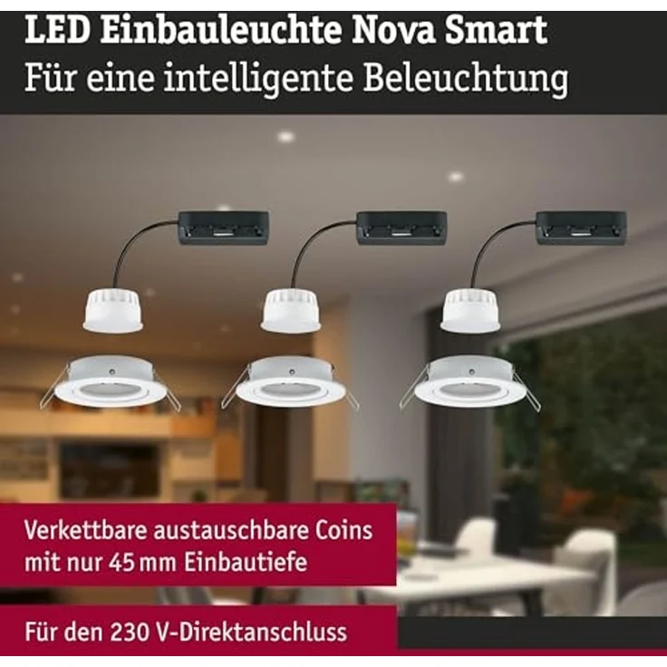 Paulmann 92438 LED Einbauleuchte Nova Coin Zigbee RGBW Weiß matt – Bild 3