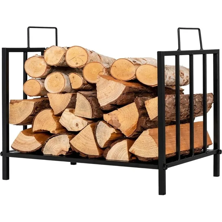 Kaminholzregal Metall bis 50kg belastbar Brennholzregal Feuerholzregal 46 x 31 x 46 cm Schwarz