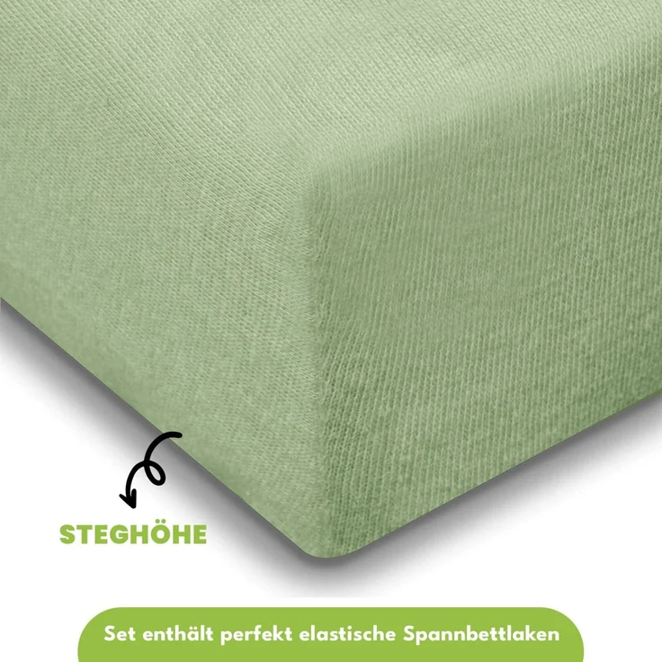 Jersey Spannbettlaken 140-160x200 100% Baumwolle weich bügelfrei komfort Grün – Bild 3