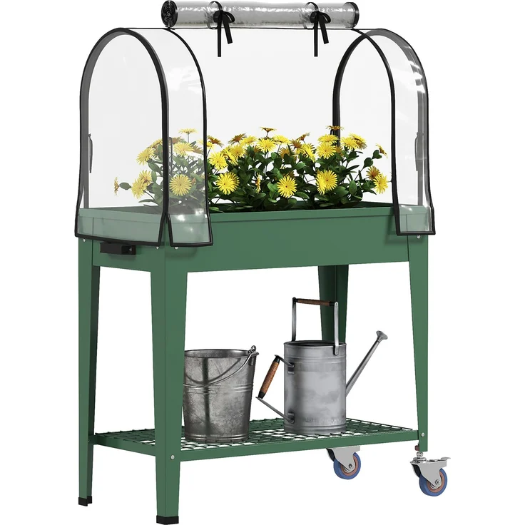 MELAYR, Erhöhter städtischer Garten mit Rädern, 80 x 40 x 120 cm, Grün – Bild 1