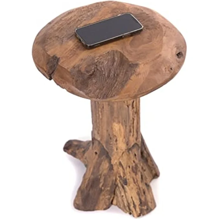DESIGN DELIGHTS Beistelltisch BEISTELLHOCKER "DARWIN", Teakholz, Ø 30 cm, Wurzelholzhocker – Bild 3