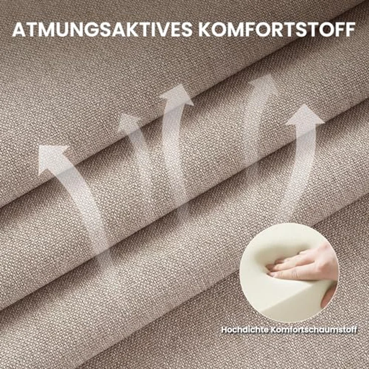 COLAMY Esszimmerstühle 4er Set, Stühle Esszimmer mit Rückenlehne, Moderne Küchenstühle Gepolstert, Stoff Dining Chairs mit Back, für Esszimmer, Küche, Restaurant, Holzbein in Naturholzfarbe, Kamel – Bild 8