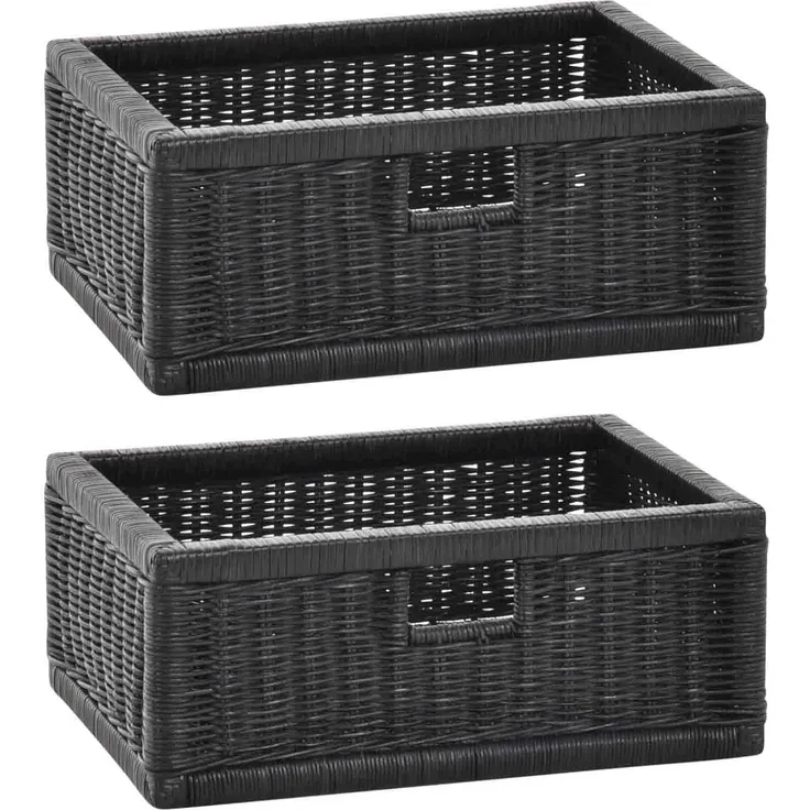 Krines Home Regalkorb 2er Set Regalkorb Aufbewahrungskorb Korb geflochten Rattan Korbset (2-teiliges Set), ca. 43 x 32 x 17,5 cm Aufbewahrung Regal Schrankkorb