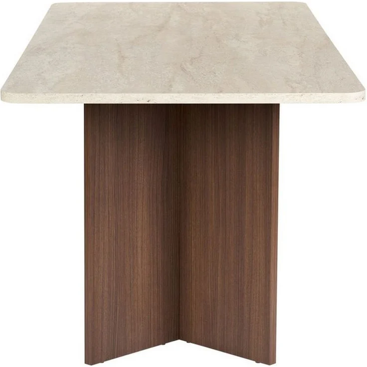 Hanah Home Eleganter Esstisch, 180 cm x 90 cm x 75 cm | 100% melaminbeschichtete Spanplatte, 25 mm stark | Stilvolles Finish in Travertin und Mailänder Walnuss, Tragkraft 70 kg – Bild 3