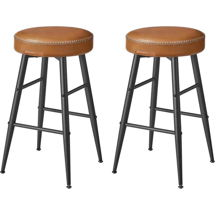 Vasagle ECHO Kollektion Barhocker, 4er Set, Barstuhl, Küchenstuhl, Kunstleder, 63 cm hoch, für Küche, Esszimmer, einfacher Aufbau, karamellbraun LBCDE280K01