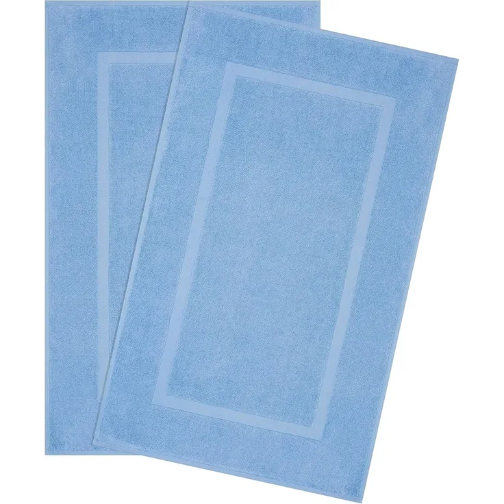 Hammetex Badetuch-Matte 2er Set, 100% Baumwolle Handtuchmatte 900 GSM, Oeko-TEX Zertifiziert, saugfähig & waschbar für Badezimmer, 51x86 cm, Hellblau