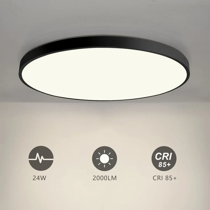 JDONG LED Deckenleuchte Flach Rund Weiß Deckenlampe 24W/36W/54W, Durchmesser 30CM/40CM/50CM, Dimmabr 3000-6000K, LED fest integriert, 3000K Warmweiß, für Schlafzimmer Küche Keller Balkon Büro Wohnzimmer – Bild 2