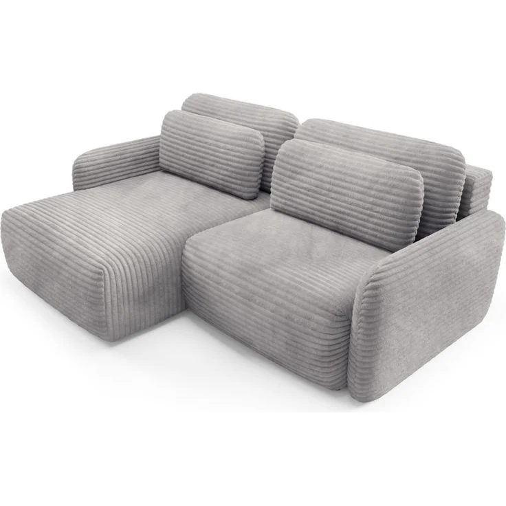 Ecksofa Schlafsofa Sofa SIMONE in Stoff Ambience Grau Ottomane Links – Bild 2