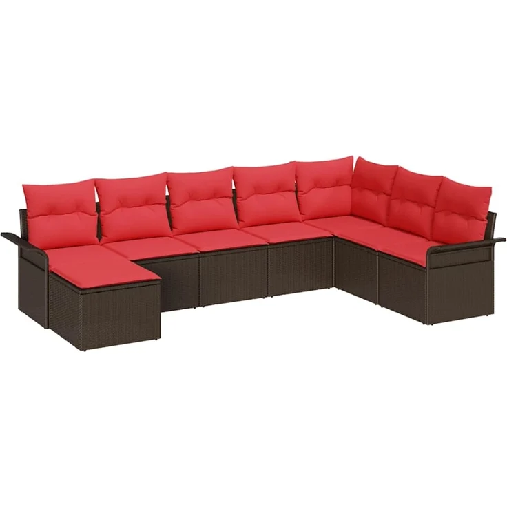 vidaXL Gartensofa-set mit Kissen mit Speicher 8 pcs Beige Poly Rattan 3354153 – Bild 2