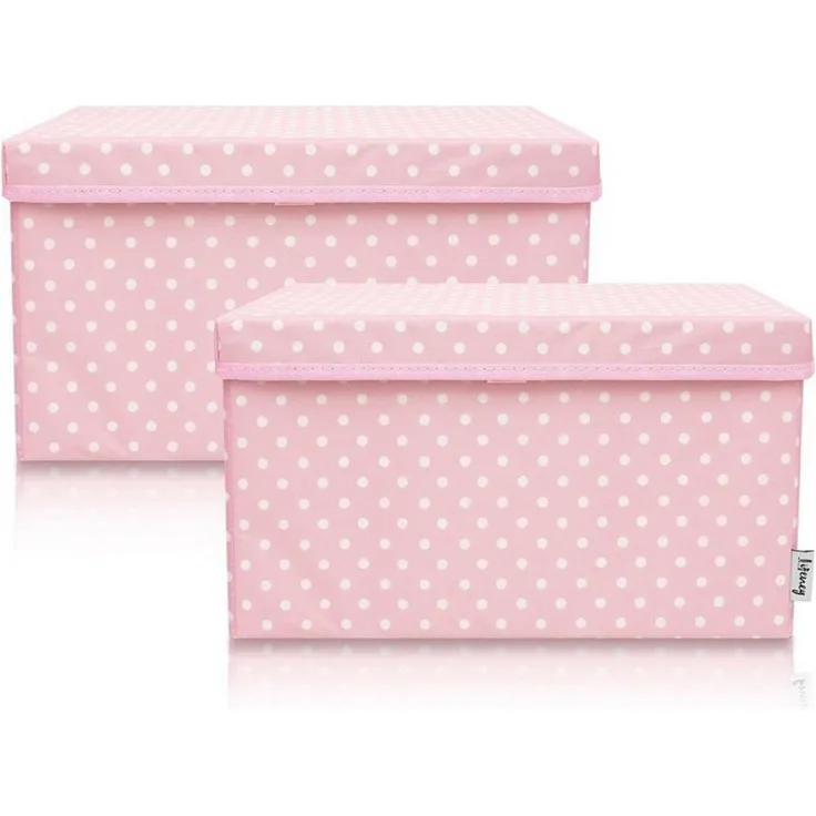 Lifeney Faltbox Aufbewahrungsbox Punkte, Rosa, groß, 2er Set