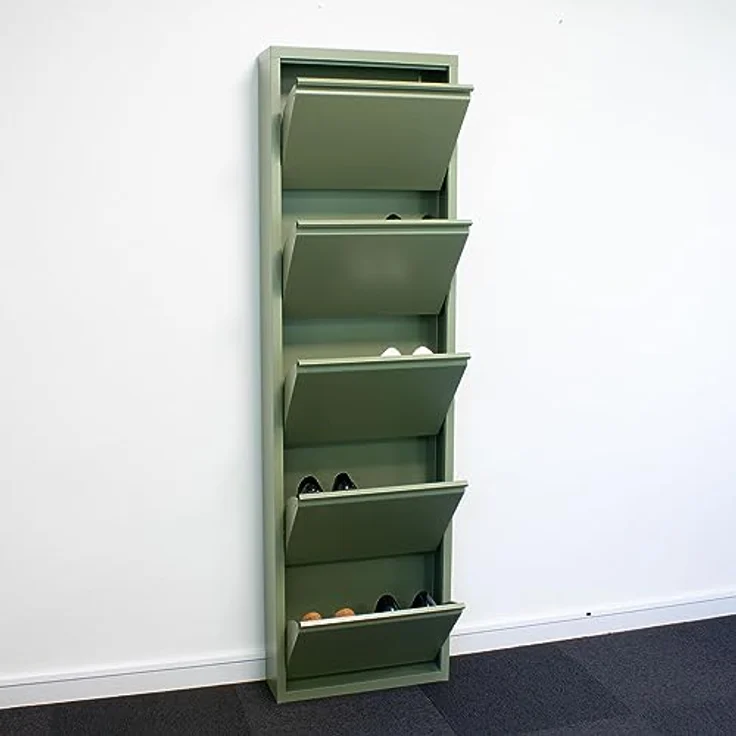 ebuy24 Pisa Schuhkipper, Grün, Metall, 50x173x16 cm, 5 Klappen, Garderobe, Schuhaufbewahrung – Bild 4