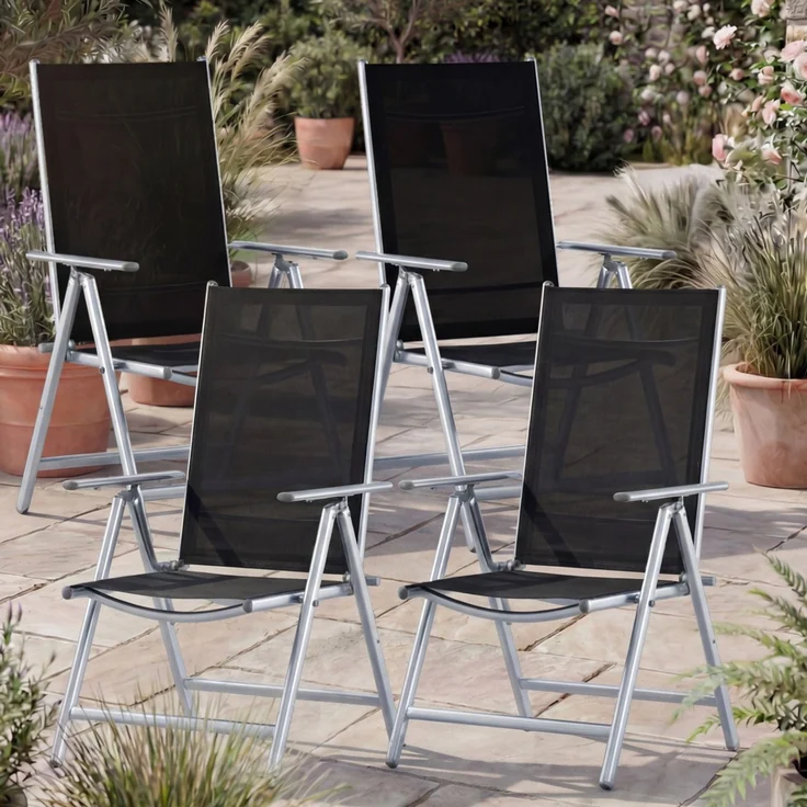 CASARIA® Aluminium Gartenstuhl Bern Klappbar Silber 4er Set – Bild 2