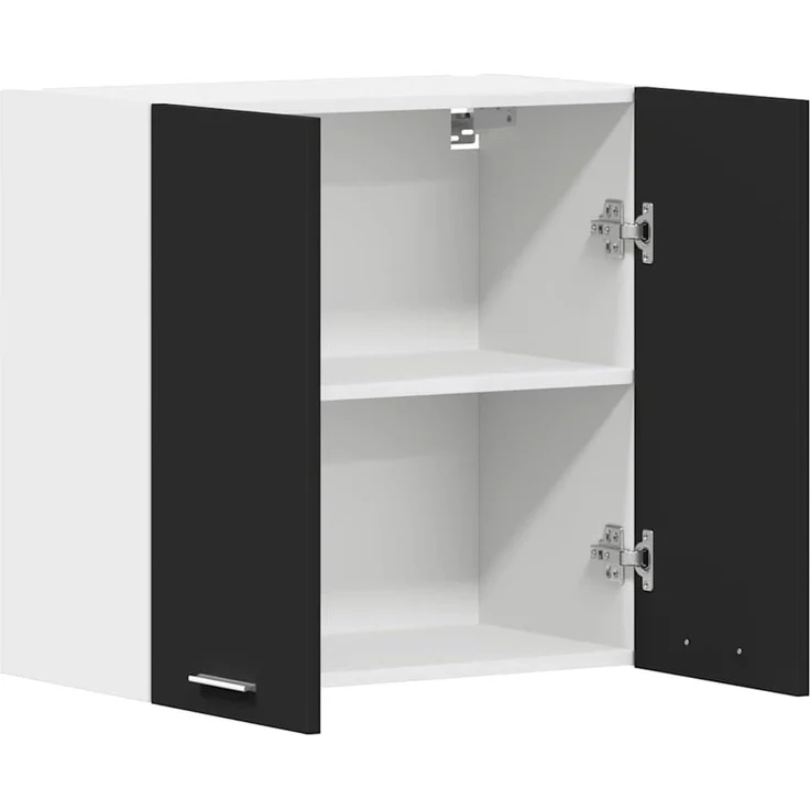 vidaXL Hängeschrank 2 Regalböden Küche Schrank Einbauküche Küchenzeile Küchenmöbel Oberschrank Küchenschrank Schwarz 60 x 31 x 60 cm Holzwerkstoff – Bild 6