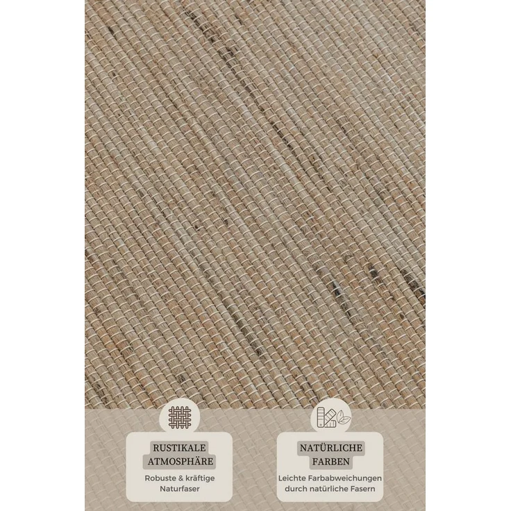 HANSE Home Teppich Dhaka Juteteppich, rechteckig, Höhe: 5 mm, Läufer, handgewebt, Jute, Wolle, Natur, Wohnzimmer, Flur, Klassisch – Bild 3