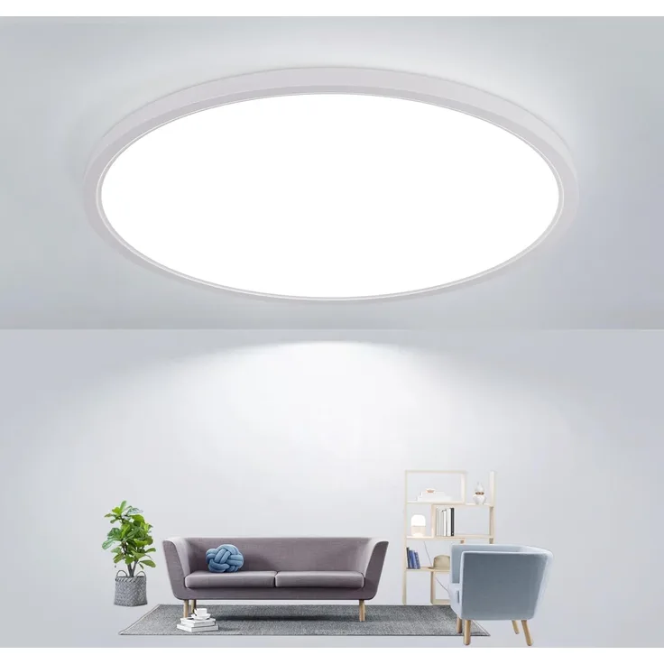 Comely LED Deckenlampe Rund 30cm 24W Superflach IP44 Deckenleuchte Weiß 6500K Kaltweiß für Badezimmer Küche Flur Balkon Schlafzimmer Feuchträume Innenbeleuchtung