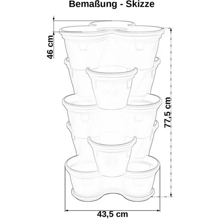 Engelland Blumenständer Säulentopf, Hochbeet, Kräuterbeet (Vorteils-Set, 5 St, 11 Liter Fassungsvermögen je Ebene), fallsicher, UV-beständig, stapelbar, platzsparend, robuster Kunststoff – Bild 3