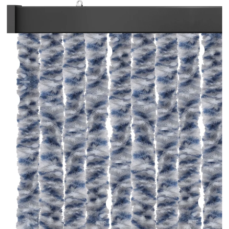 Flauschvorhang 80x220 cm in Meliert blau - weiß - silber, perfekter Insekten- und Sichtschutz für Ihre Balkon- und Terrassentür, viele Farben – Bild 1