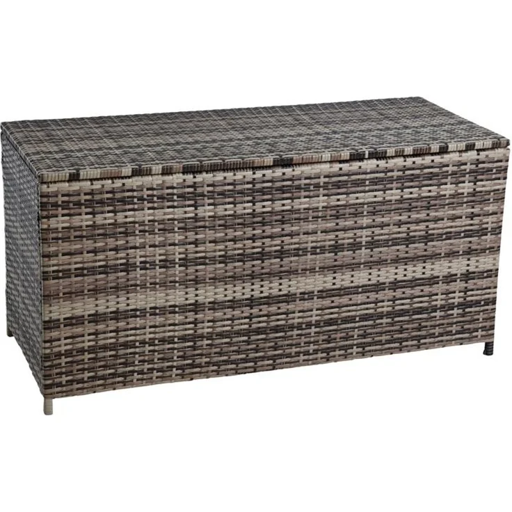 Polyrattan Auflagenbox Kissenbox Gartenbox 114 cm Aufbewahrungsbox Beige-Braun – Bild 1