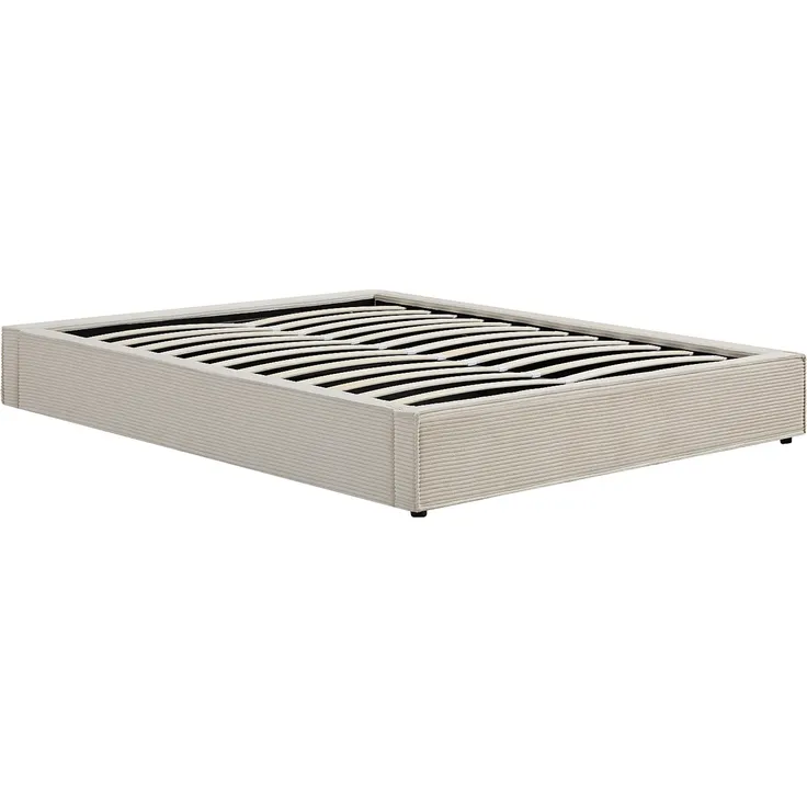 Vente-unique - KARESO Lattenrost und Bettrahmen Samt Beige - B 161 cm x H 30 cm x L 210 cm – Bild 3