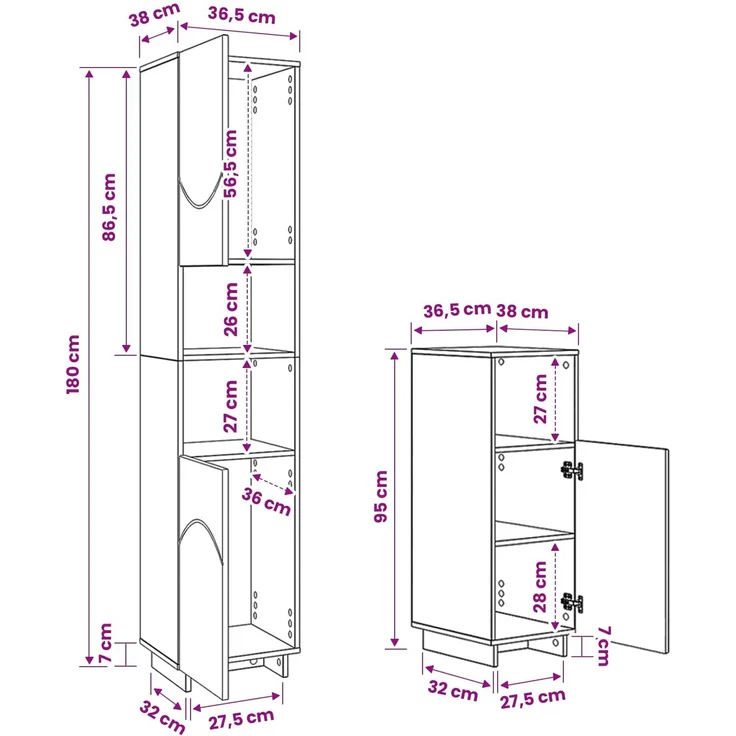vidaXL Badezimmerschrank-Set 2 stk. Schwarz Holzwerkstoff 3433101 – Bild 10