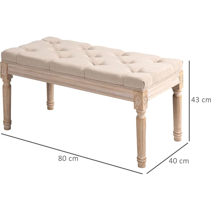HOMCOM Polsterbank Flurbank mit Knöpfen (Bettbank, 1-St, Sitzbank), Beige 80 x 40 x 43cm – Bild 7