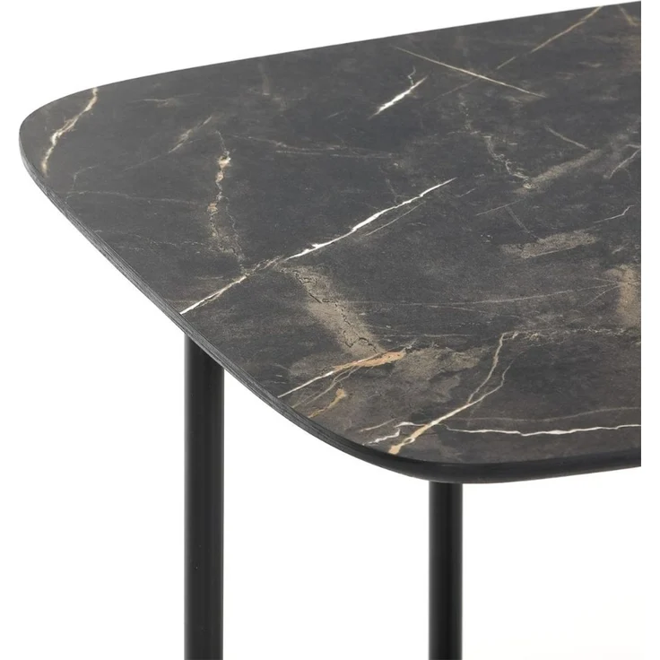 Moderner Design Beistelltisch MARMOL 55cm schwarz Marmor-Optik Metallgestell – Bild 5