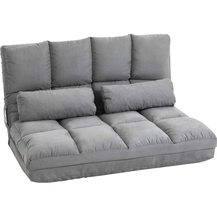 HOMCOM Relaxsessel mit Rückenlehne, 3 Positionen Verstellbare, Sitzkissen (Klappbett, 1-St, 2-in-1 Bodensessel), für Schlafzimmer, Wohnzimmer, Grau